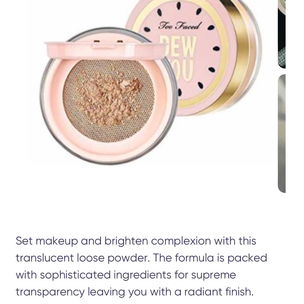 Too Faced Dew You translucent radiant setting power NEW - Picture 2 of 6
